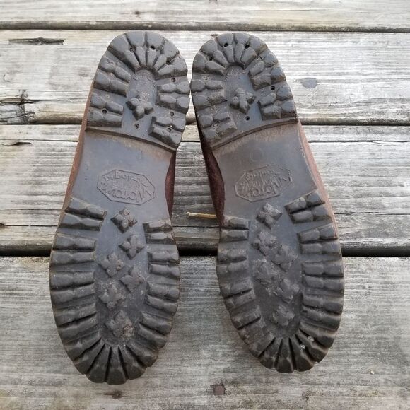 Vintage 70s Brown Leather Moccasin Moc Toe Lug Sole Chukka Ankle Boots Booties 7 - Picture 7 of 10